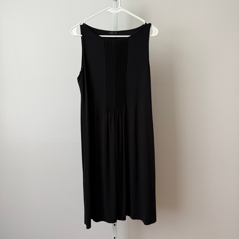 J. Jill S Black Dress Wearever Pleated Knit Shift Preppy‎ Classic Minimalist